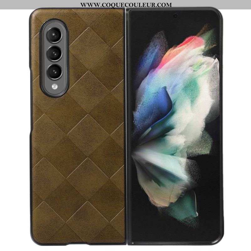 Coque Samsung Galaxy Z Fold 4 Simili Cuir Motif Carreaux