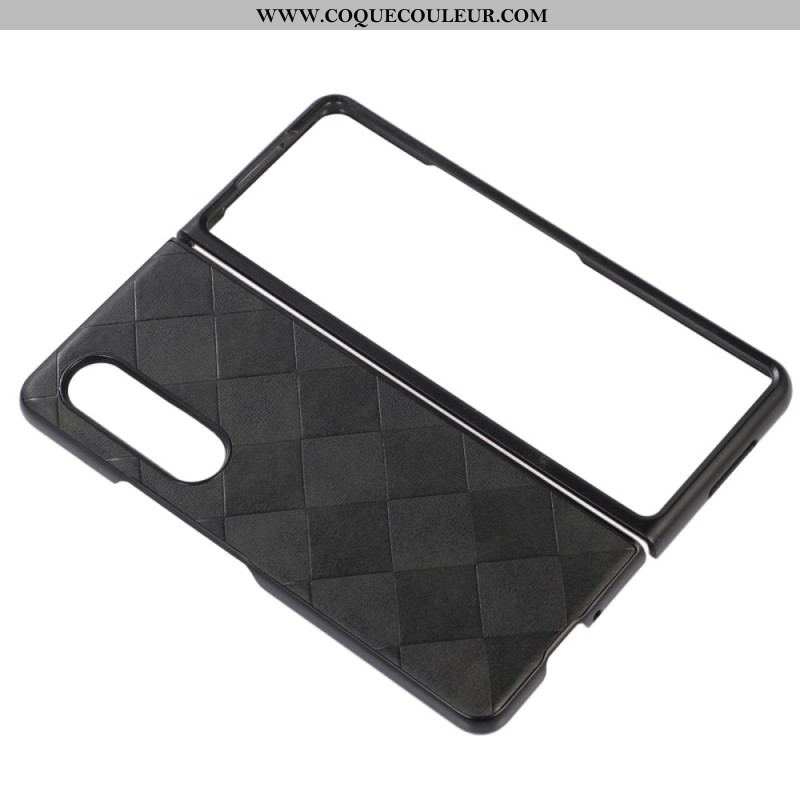 Coque Samsung Galaxy Z Fold 4 Simili Cuir Motif Carreaux