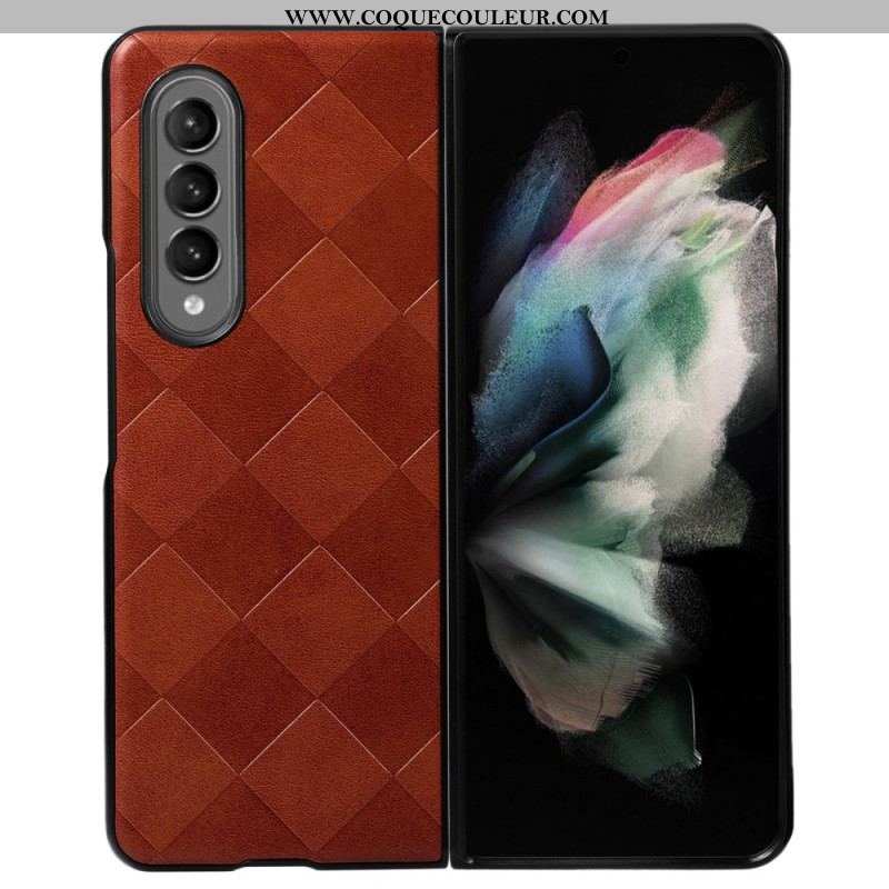 Coque Samsung Galaxy Z Fold 4 Simili Cuir Motif Carreaux