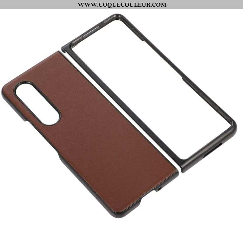 Coque Samsung Z Fold 4 Classique Cuir Véritable Enduit