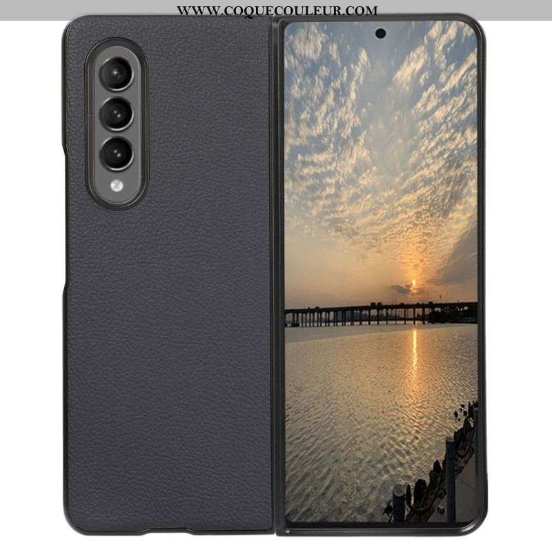 Coque Samsung Galaxy Z Fold 4 Simili Cuir Litchi Effet Rétro