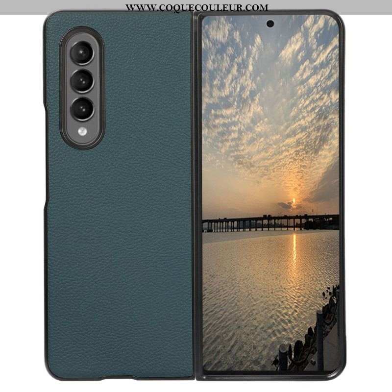 Coque Samsung Galaxy Z Fold 4 Simili Cuir Litchi Effet Rétro