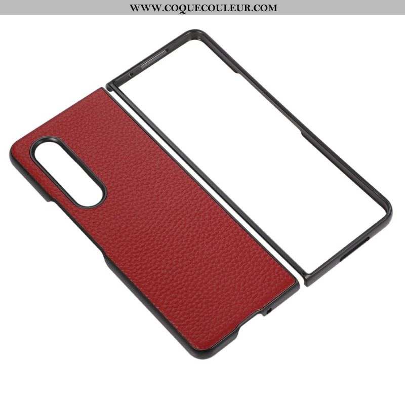 Coque Samsung Z Fold 4 Simili Cuir Litchi Effet Vintage