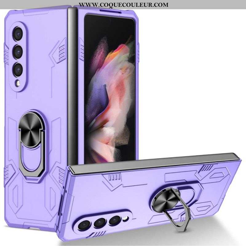 Coque Samsung Galaxy Z Fold 4 Bi-matière et Anneau Rotatif