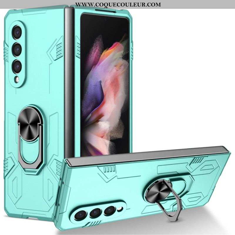 Coque Samsung Galaxy Z Fold 4 Bi-matière et Anneau Rotatif