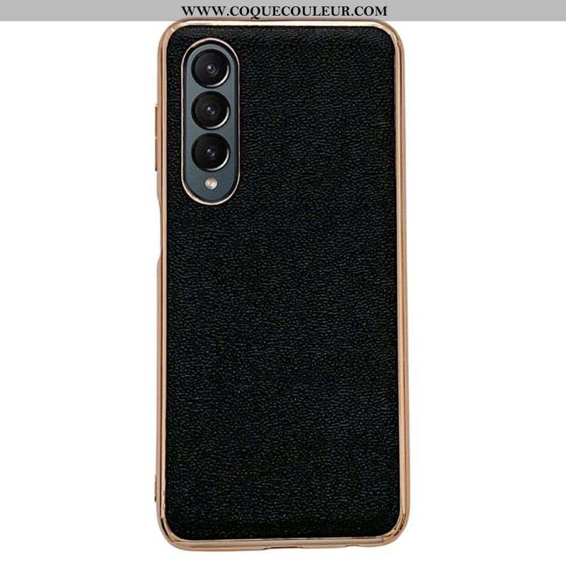 Coque Samsung Galaxy Z Fold 4 Simili Cuir de Veau