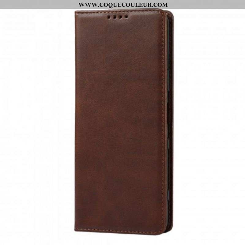 Flip Cover Sony Xperia 1 III Cuir Véritable Classique