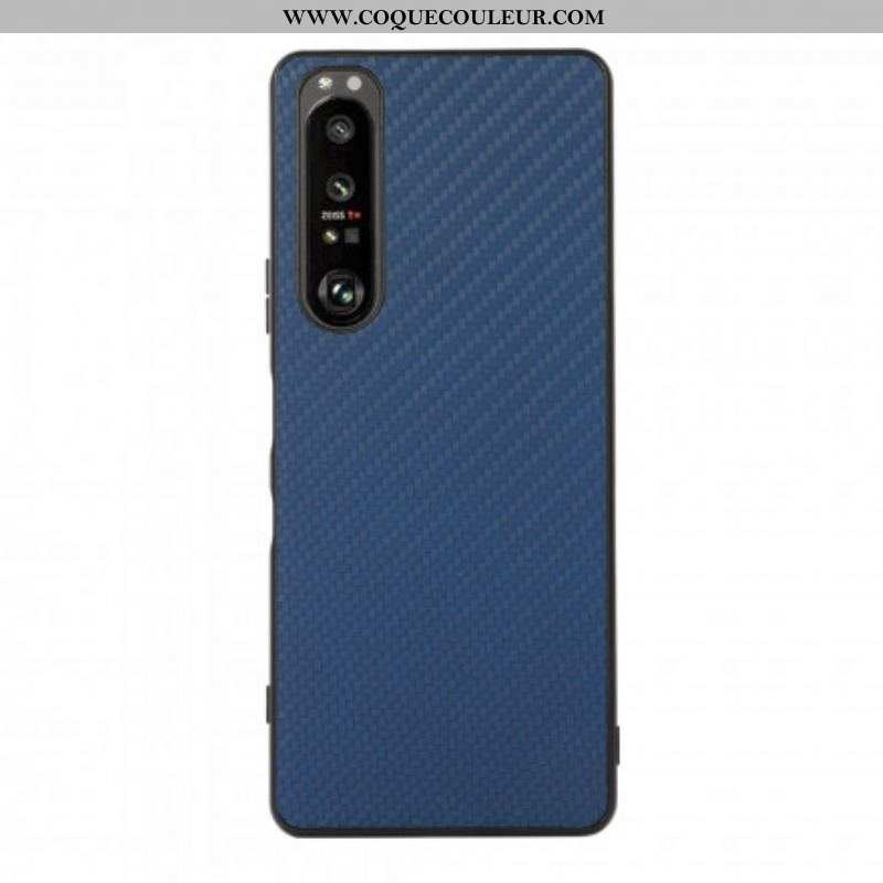 Coque Sony Xperia 1 III Effet Cuir Texture Fibre Carbone