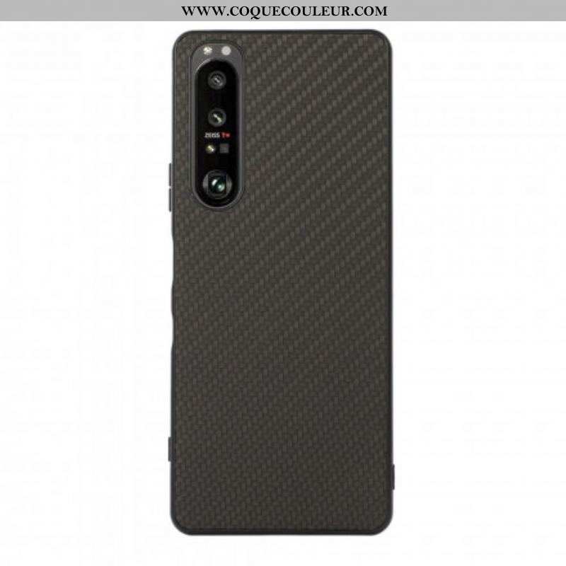 Coque Sony Xperia 1 III Effet Cuir Texture Fibre Carbone