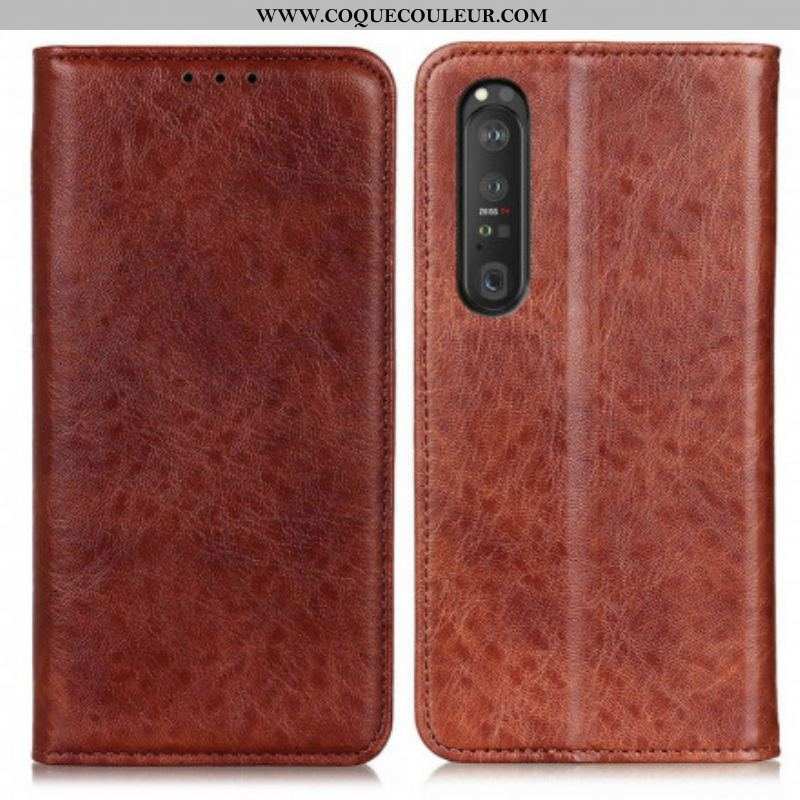 Flip Cover Sony Xperia 1 III Cuir Fendu Texturé