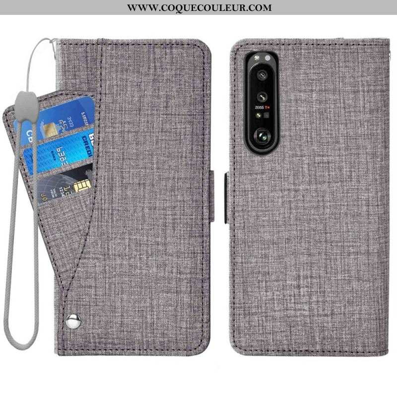 Housse Sony Xperia 1 IV Jeans avec Porte-Cartes Rotatif