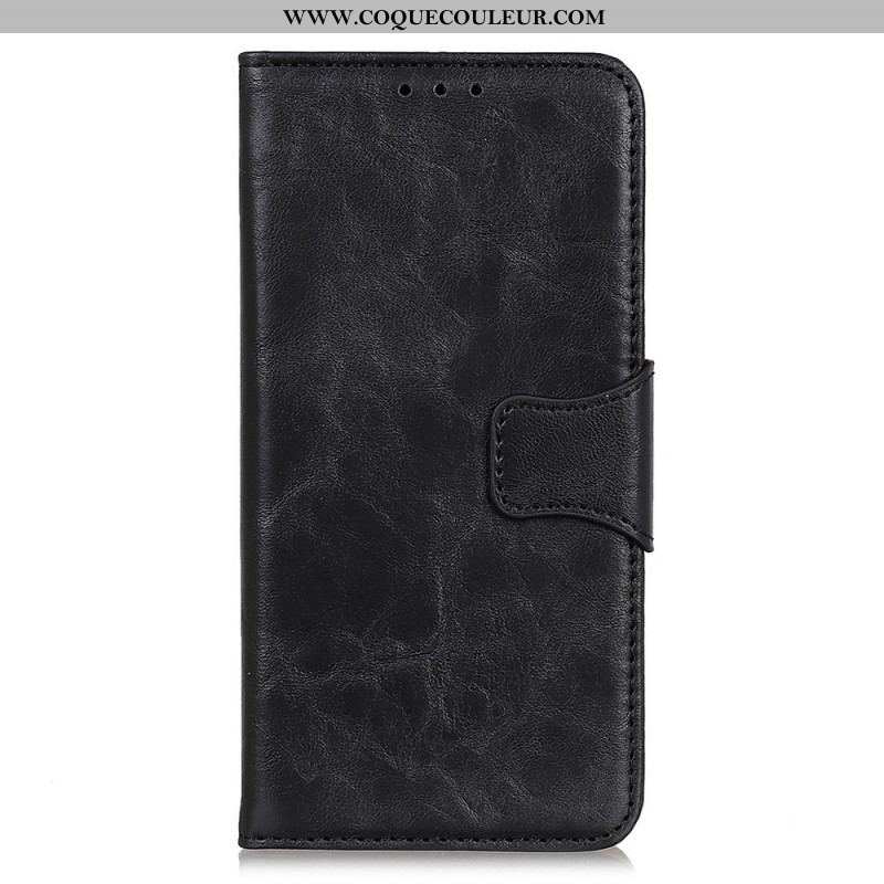 Housse Sony Xperia 1 IV Cuir Fendu Fermoir Vintage