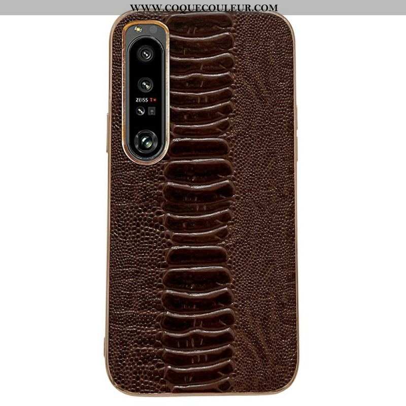 Coque Sony Xperia 1 IV Cuir Véritable Style Crocodile