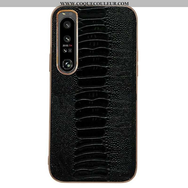 Coque Sony Xperia 1 IV Cuir Véritable Style Crocodile