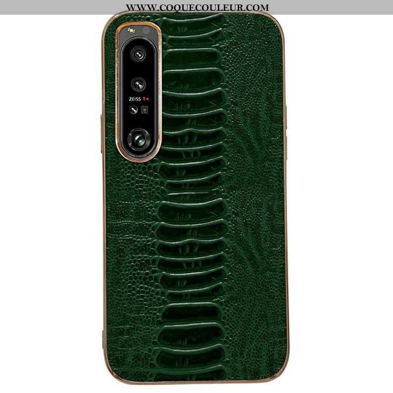 Coque Sony Xperia 1 IV Cuir Véritable Style Crocodile