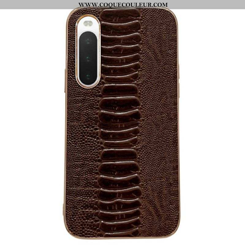 Coque Sony Xperia 10 IV Cuir Véritable Style Crocodile