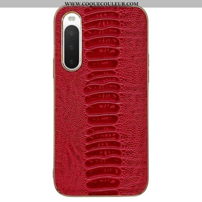 Coque Sony Xperia 10 IV Cuir Véritable Style Crocodile