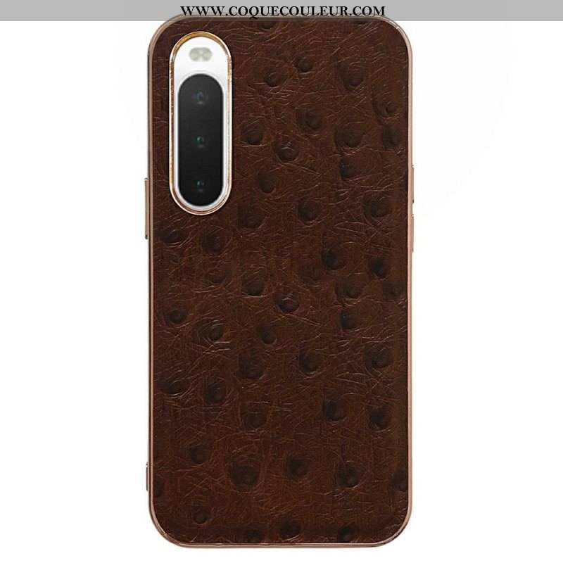 Coque Sony Xperia 10 IV Véritable Cuir Style Autruche