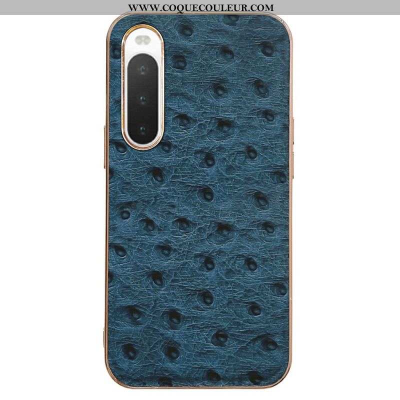 Coque Sony Xperia 10 IV Véritable Cuir Style Autruche