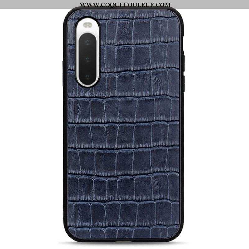 Coque Sony Xperia 10 IV Véritable Cuir Texture Crocodile