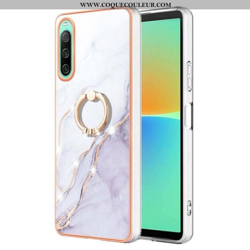 Coque Sony Xperia 10 IV Marbre avec Anneau-Support