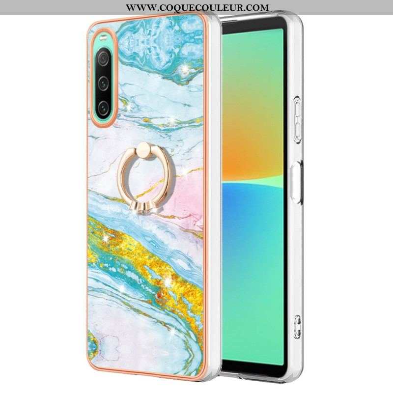 Coque Sony Xperia 10 IV Marbre avec Anneau-Support