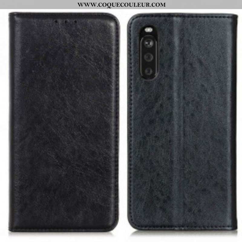 Flip Cover Sony Xperia 10 III Cuir Fendu Texturé