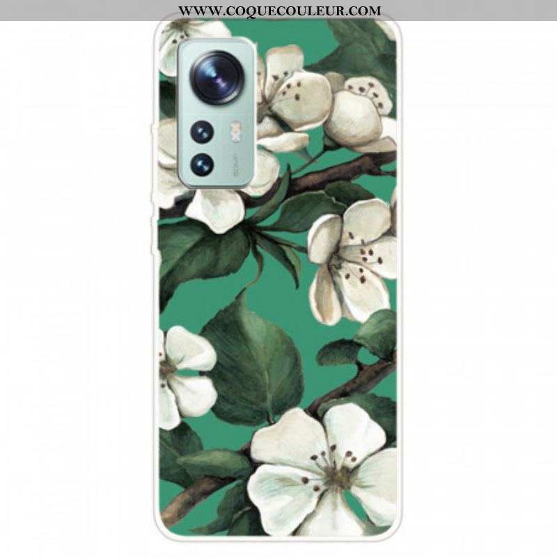 Coque  Xiaomi 12 / 12X  Silicone Fleurs Blanches