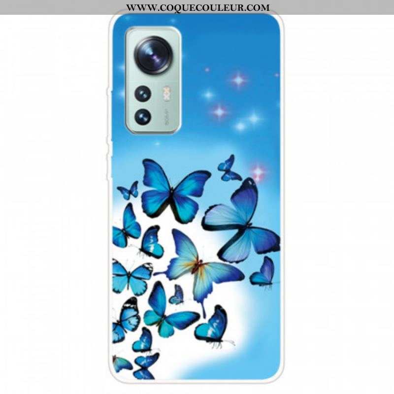 Coque  Xiaomi 12 / 12X  Silicone Papillons Bleus