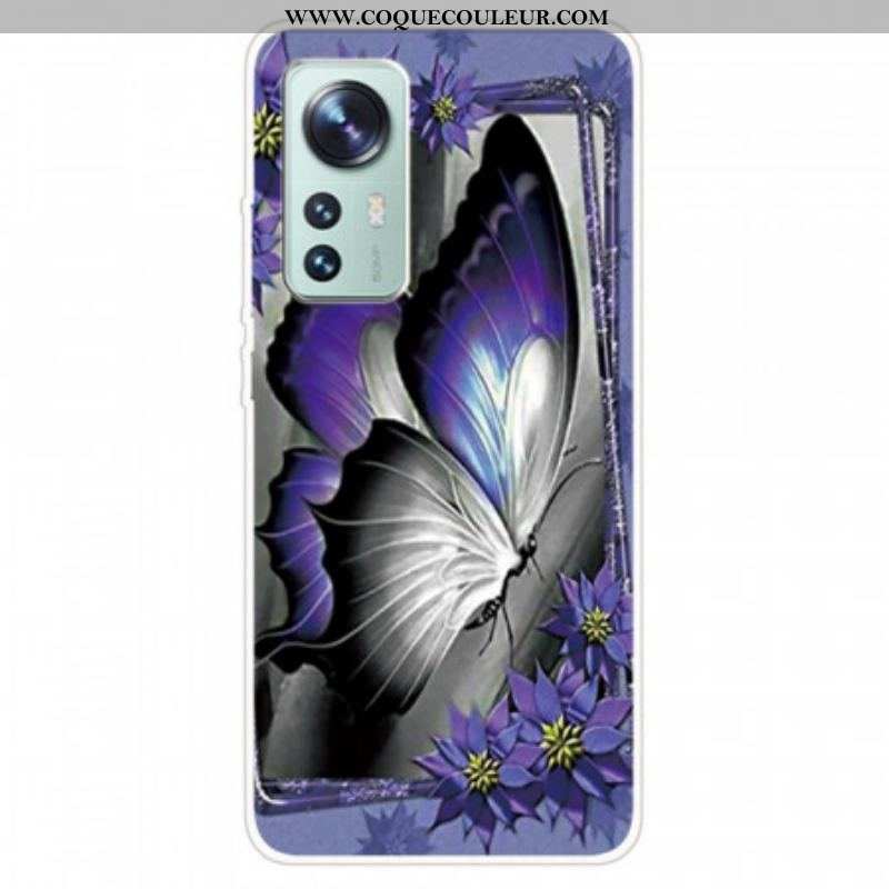 Coque  Xiaomi 12 / 12X  Silicone Papillon Violet