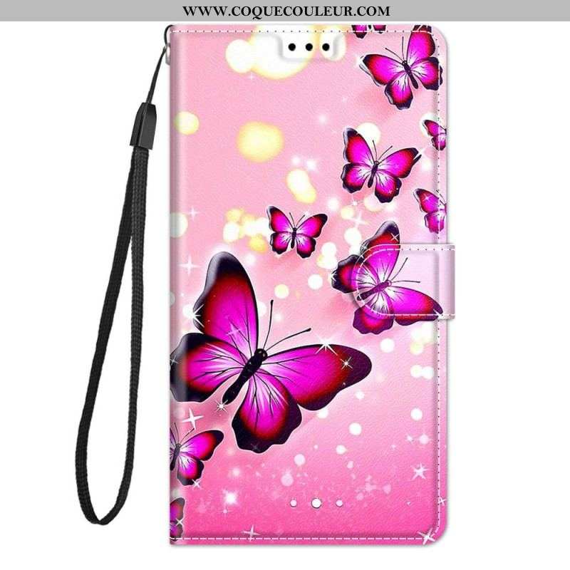 Housse Xiaomi 12 / 12X Fan des Papillons avec Lanière