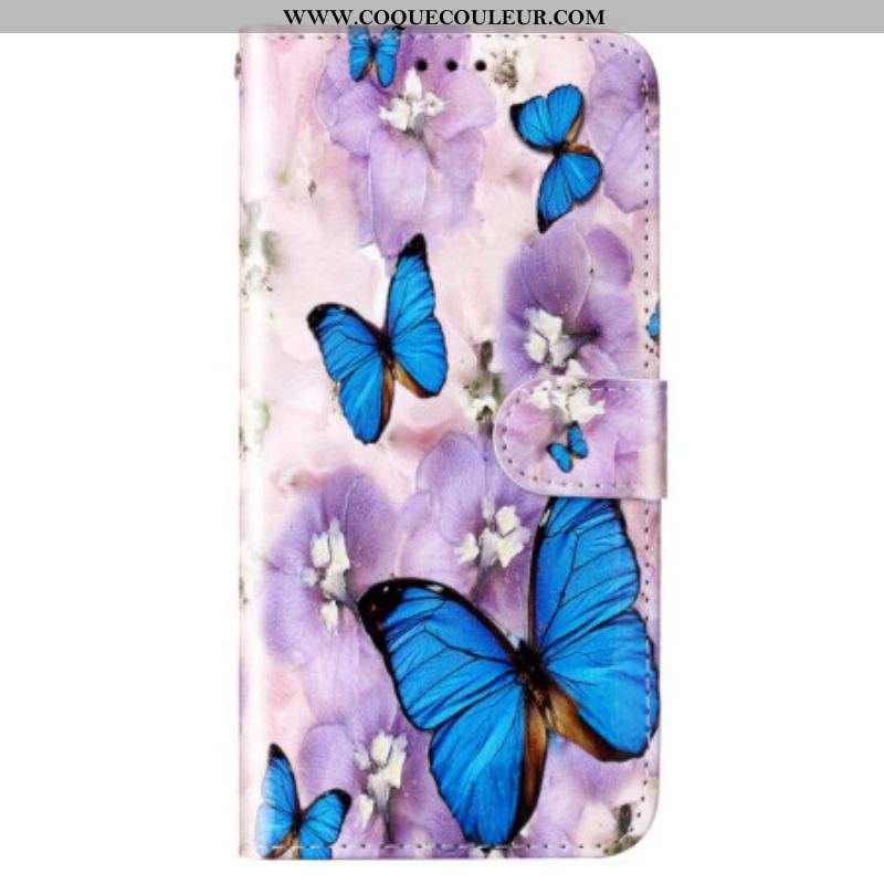Housse Xiaomi 12 Lite Papillons Colorés à Lanière