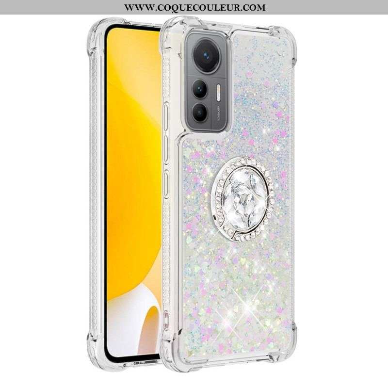 Coque Xiaomi 12 Lite Paillettes Colorées Anneau-Support