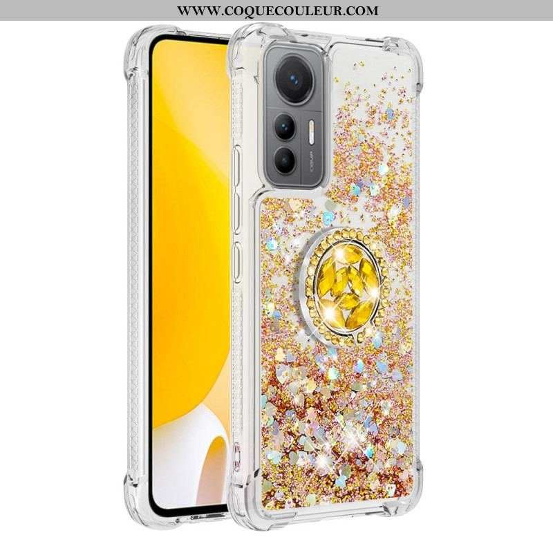 Coque Xiaomi 12 Lite Paillettes Colorées Anneau-Support