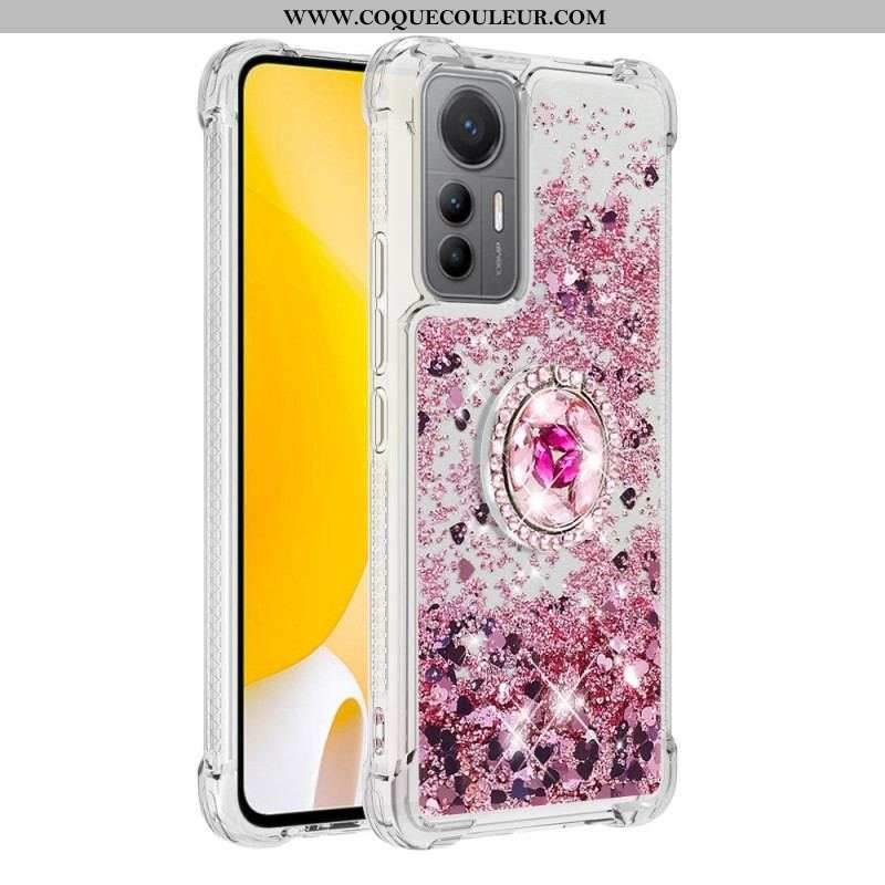 Coque Xiaomi 12 Lite Paillettes Colorées Anneau-Support