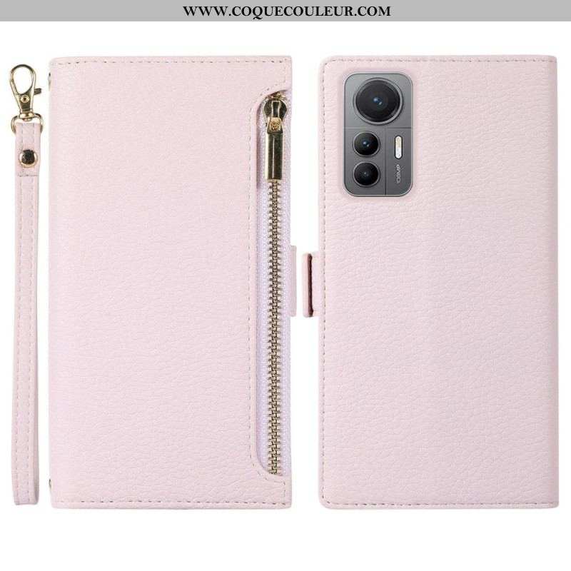 Flip Cover Xiaomi 12 Lite Pochette Frontale et Lanière