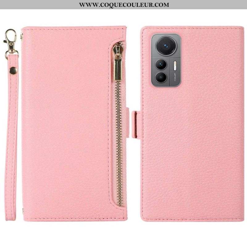 Flip Cover Xiaomi 12 Lite Pochette Frontale et Lanière