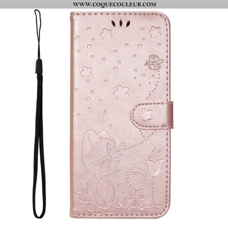 Housse Xiaomi 12 Lite Chat et Abeille à Lanière