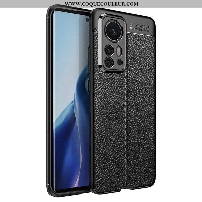 Coque Xiaomi 12 Pro Effet Cuir Litchi Double Line