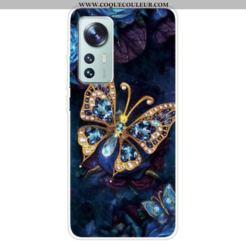 Coque Xiaomi 12 Pro Silicone Papillon Décliné