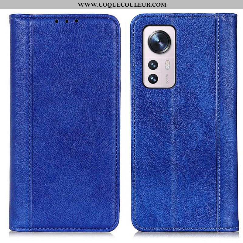 Flip Cover Xiaomi 12 Pro Version Coloré Cuir Fendu