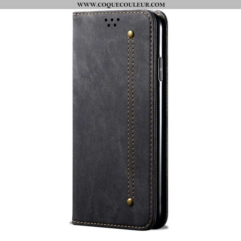 Flip Cover Xiaomi 12 Pro Tissu Jeans