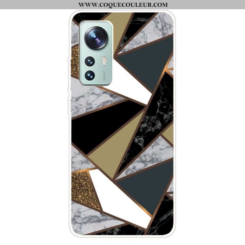 Coque Xiaomi 12 Pro Silicone Marbre Géométrie