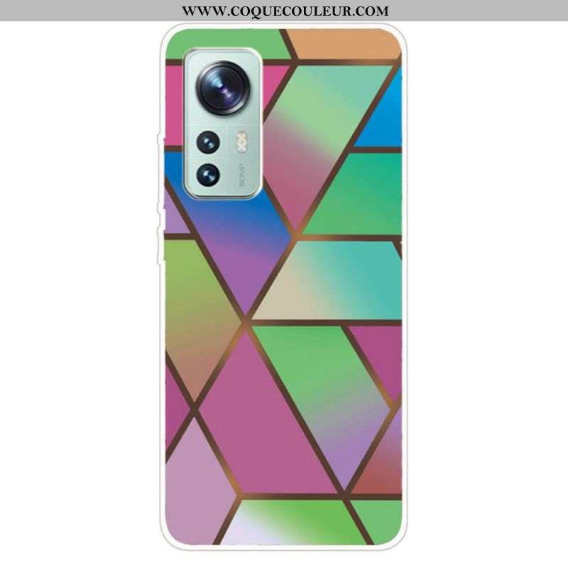 Coque Xiaomi 12 Pro Silicone Marbre Géométrie