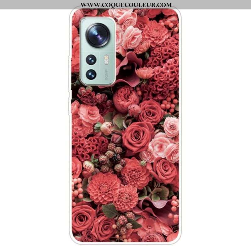 Coque Xiaomi 12 Pro Silicone Déclinaison Florale