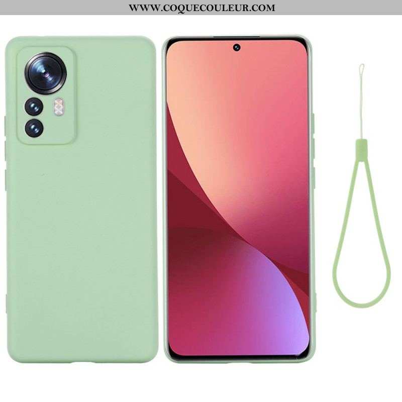 Coque Xiaomi 12 Pro Silicone Liquide Avec Lanière