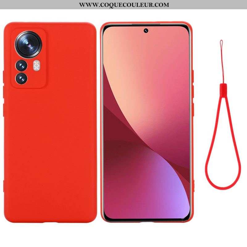 Coque Xiaomi 12 Pro Silicone Liquide Avec Lanière