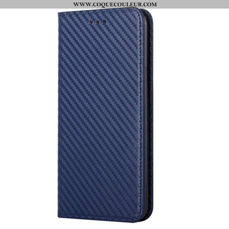 Flip Cover Xiaomi 12T / 12T Pro Fibre Carbone avec Lanière