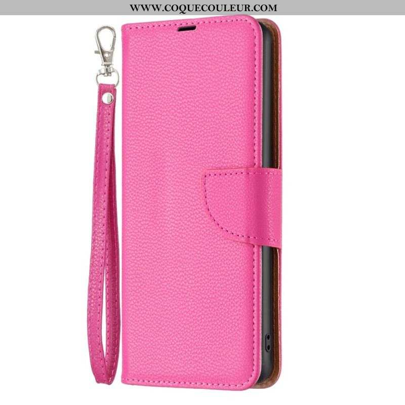 Housse Xiaomi 12T / 12T Pro Style Cuir Litchi à Lanière