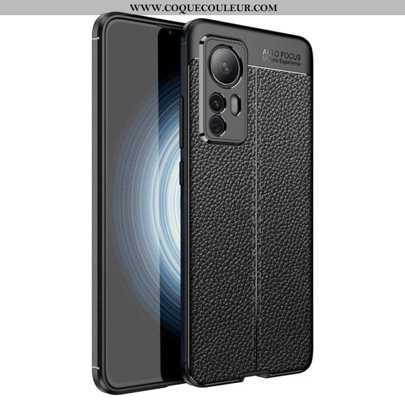 Coque Poco F4 Effet Cuir Litchi Double Line